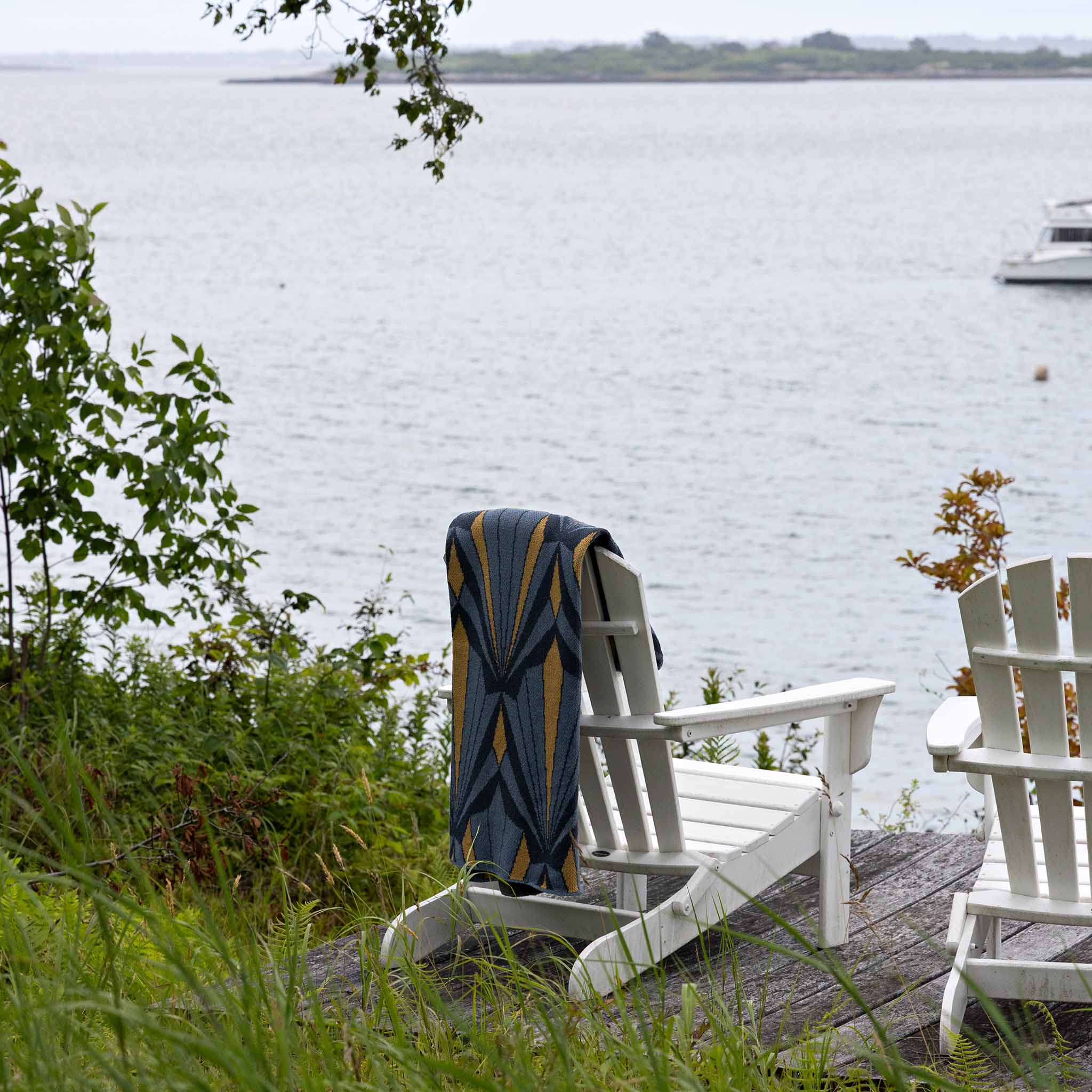 Cotton Sustainable Knit Throw Blanket - Art Deco Shells