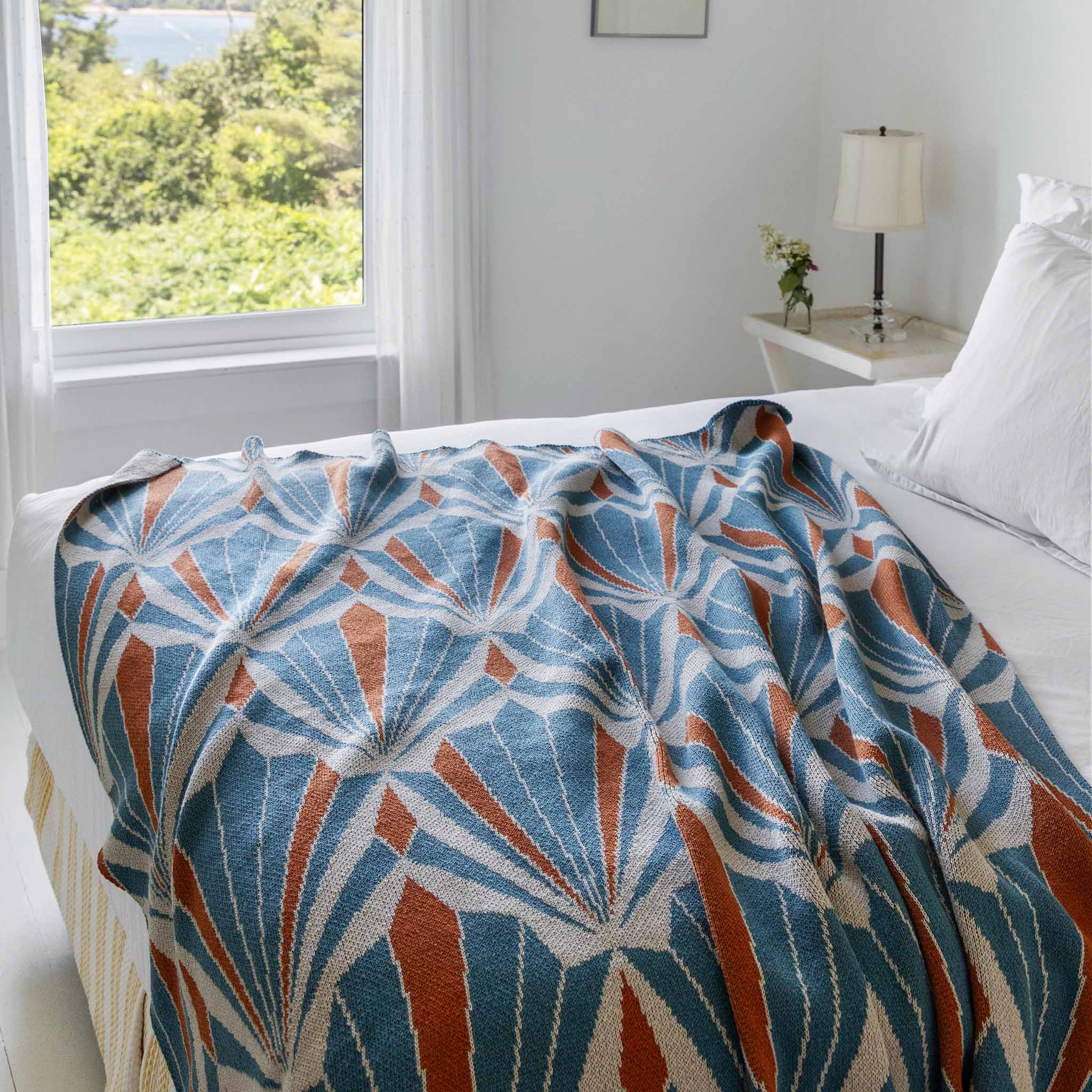 Cotton Sustainable Knit Throw Blanket - Art Deco Shells