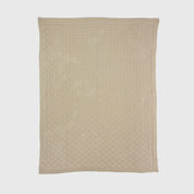 The in2green Basketweave Throw Blanket is a beige, rectangular throw with a subtle checkered pattern made from recycled yarns, shown flat on a white background.