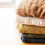 Textured Sustainable Knit Throw Blanket - Basketweave