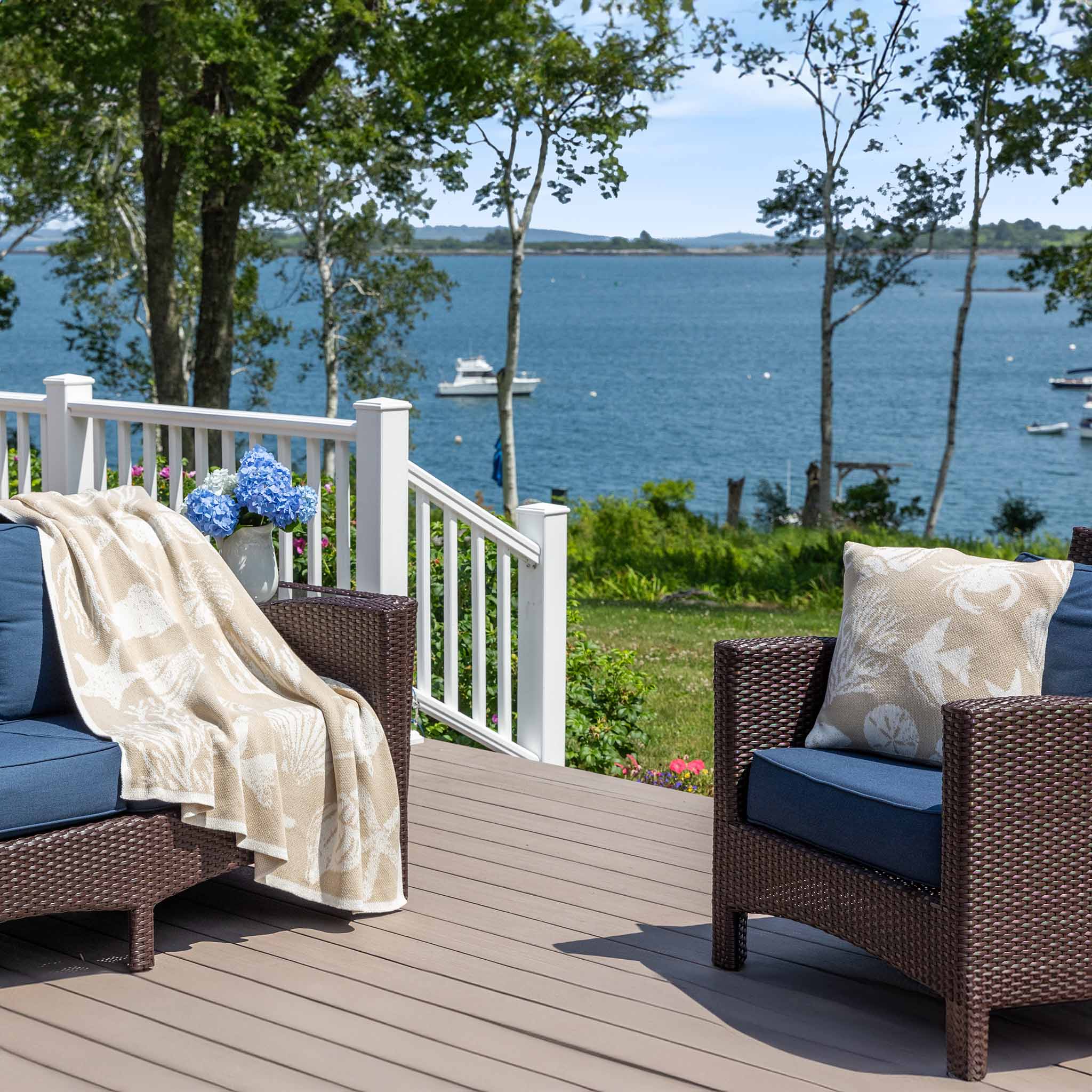 Cotton Sustainable Knit Coastal Pillow - Sea Life