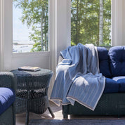 Indoor | Outdoor Sustainable Knit Chevron Throw Blanket - Poly Herringbone Edge