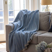 Indoor | Outdoor Sustainable Knit Chevron Throw Blanket - Poly Herringbone Edge