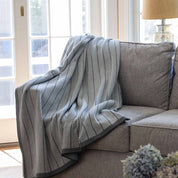 Indoor | Outdoor Sustainable Knit Chevron Throw Blanket - Poly Herringbone Edge