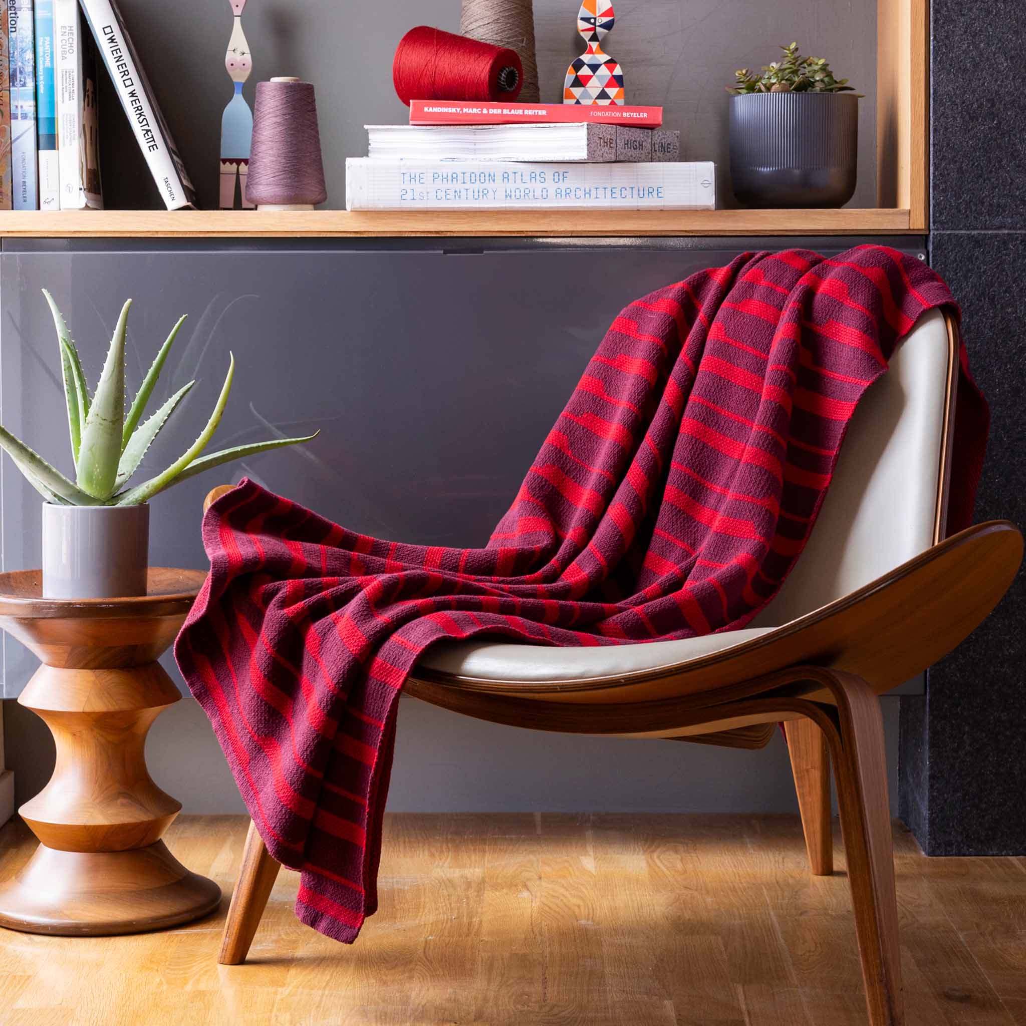 Cotton Sustainable Knit Graphic | Patterned Throw Blanket - Raita by Petra Kaksonen