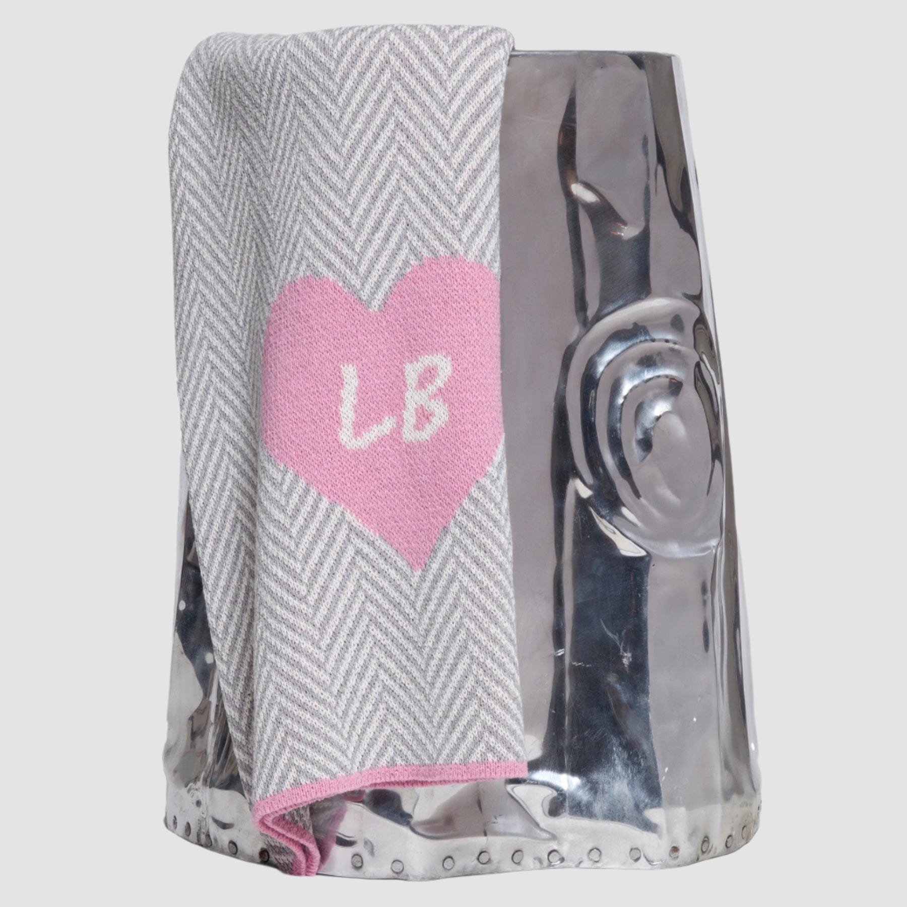 Baby Herringbone Heart Personalized Blanket CTM - BHRB1