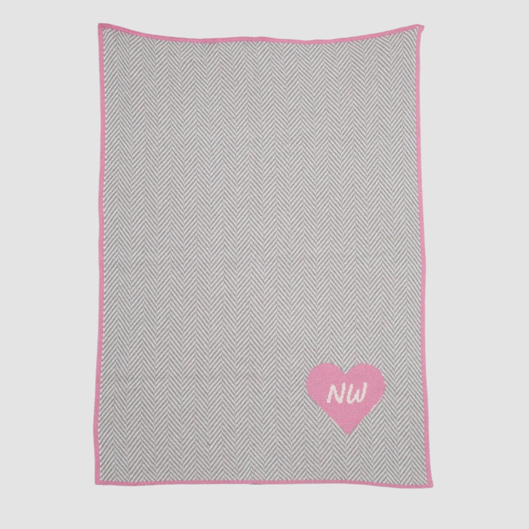 Baby Herringbone Heart Personalized Blanket CTM - BHRB1