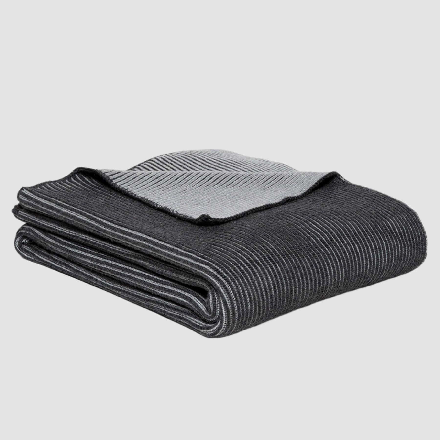 Reversible 100% Merino Wool Rib Throw Blanket BLW02R1