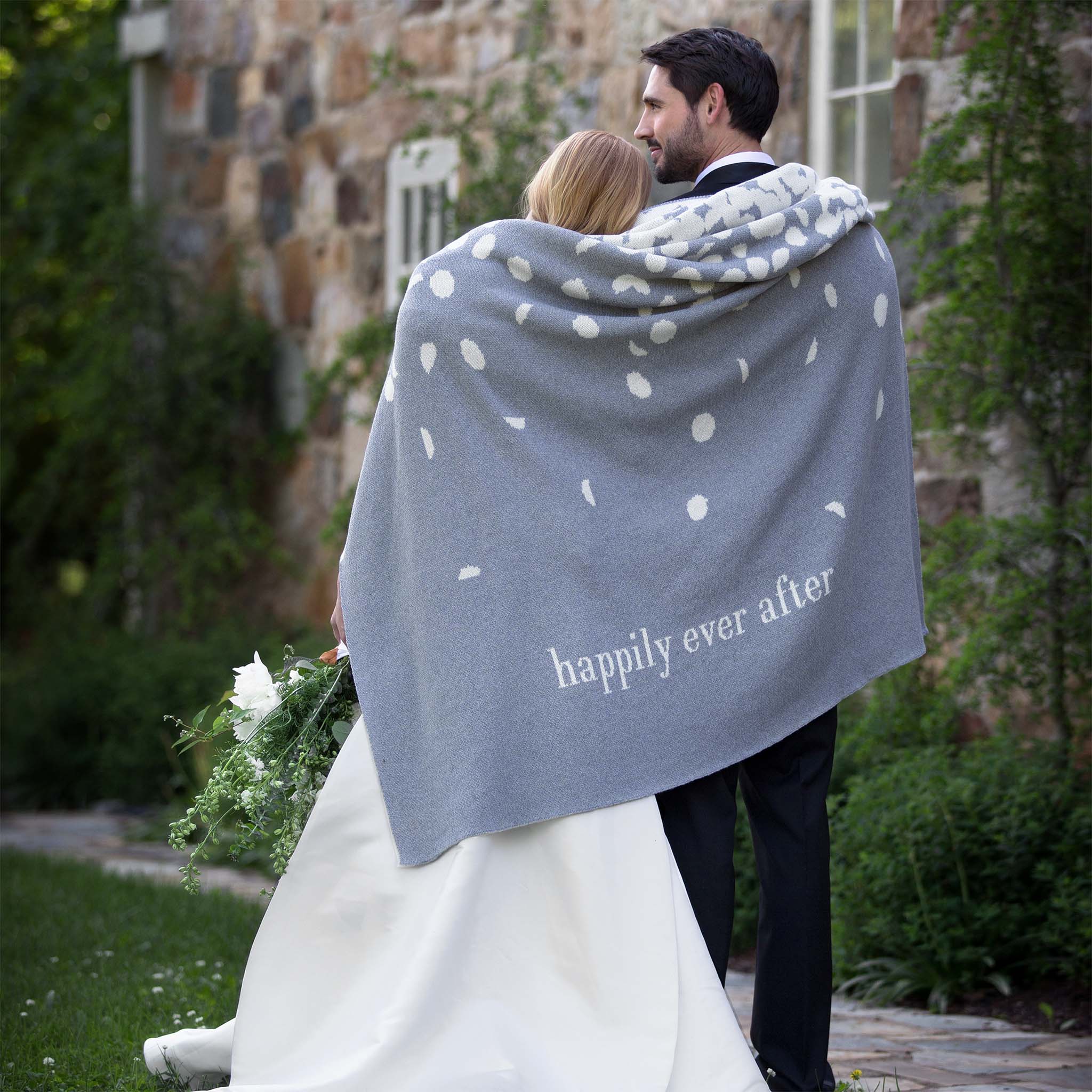 Custom Personalized Wedding Sustainable Knit Throw Blanket - Confetti