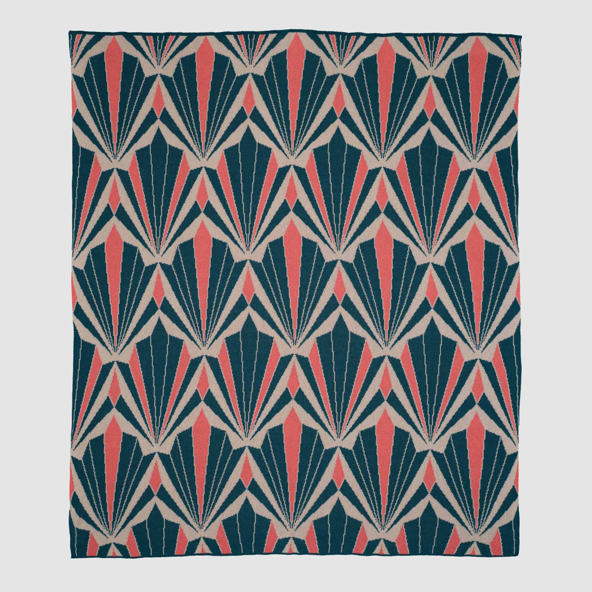 In2Green Eco Throw Cotton Sustainable Knit Throw Blanket - Art Deco Shells 601570193873 BL01CAD4