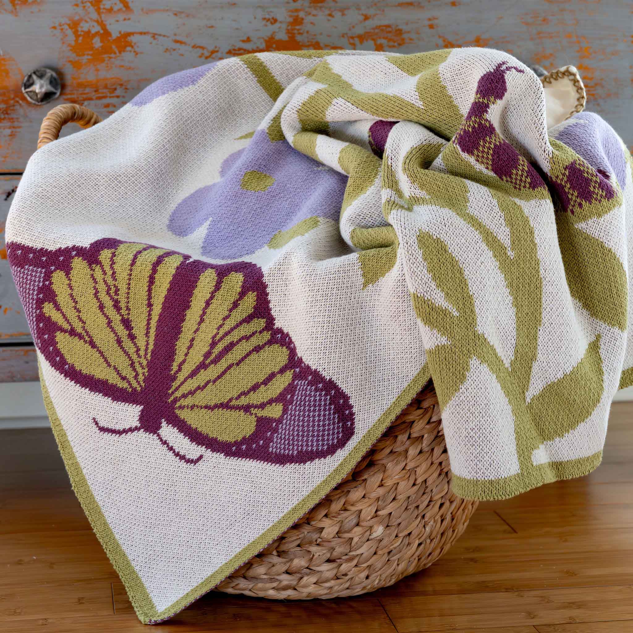 in2green Eco Baby Throws Baby Butterfly - Cotton Sustainable Knit Floral Blanket 601570195020 BB02BU1