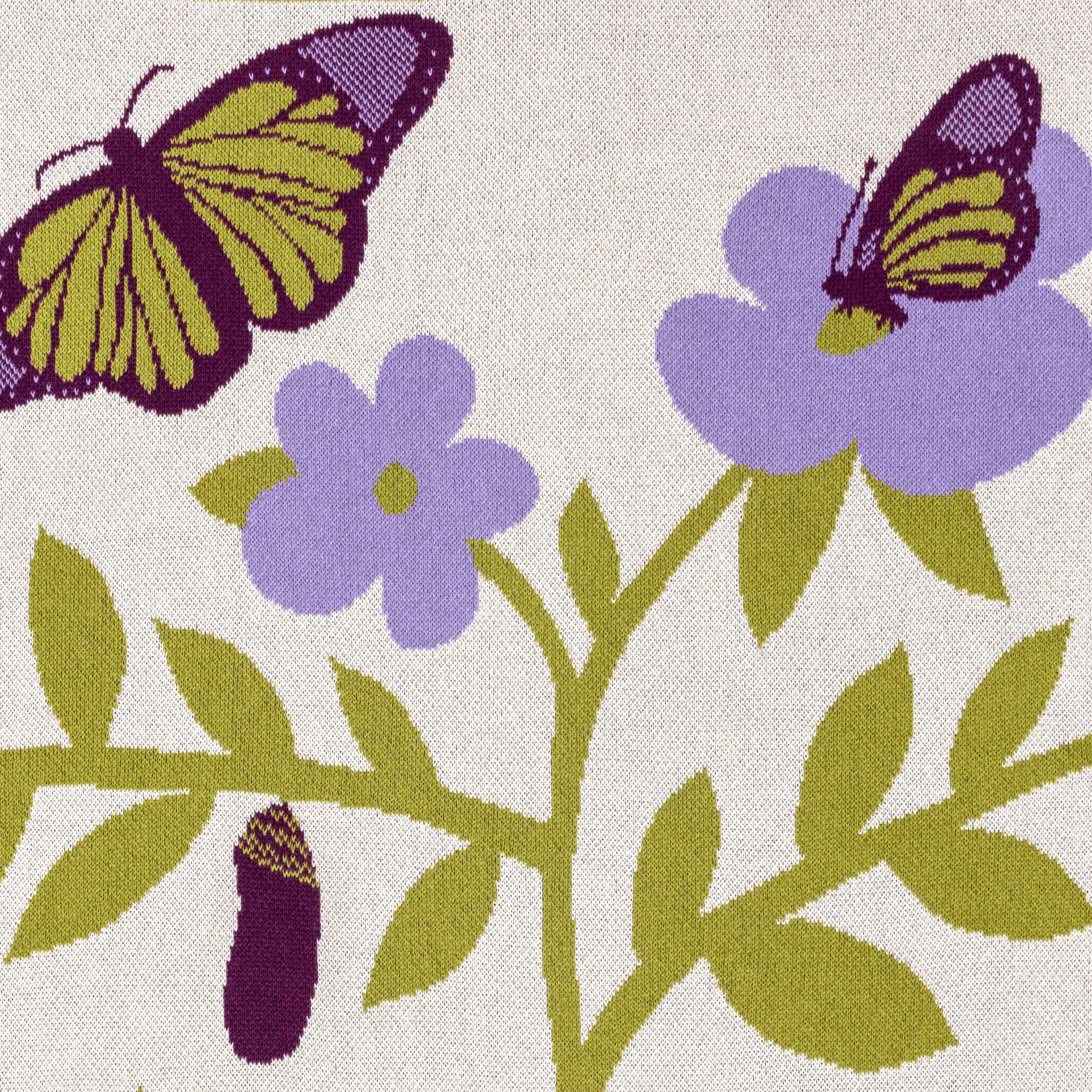 in2green Eco Baby Throws Baby Butterfly - Cotton Sustainable Knit Floral Blanket 601570195020 BB02BU1