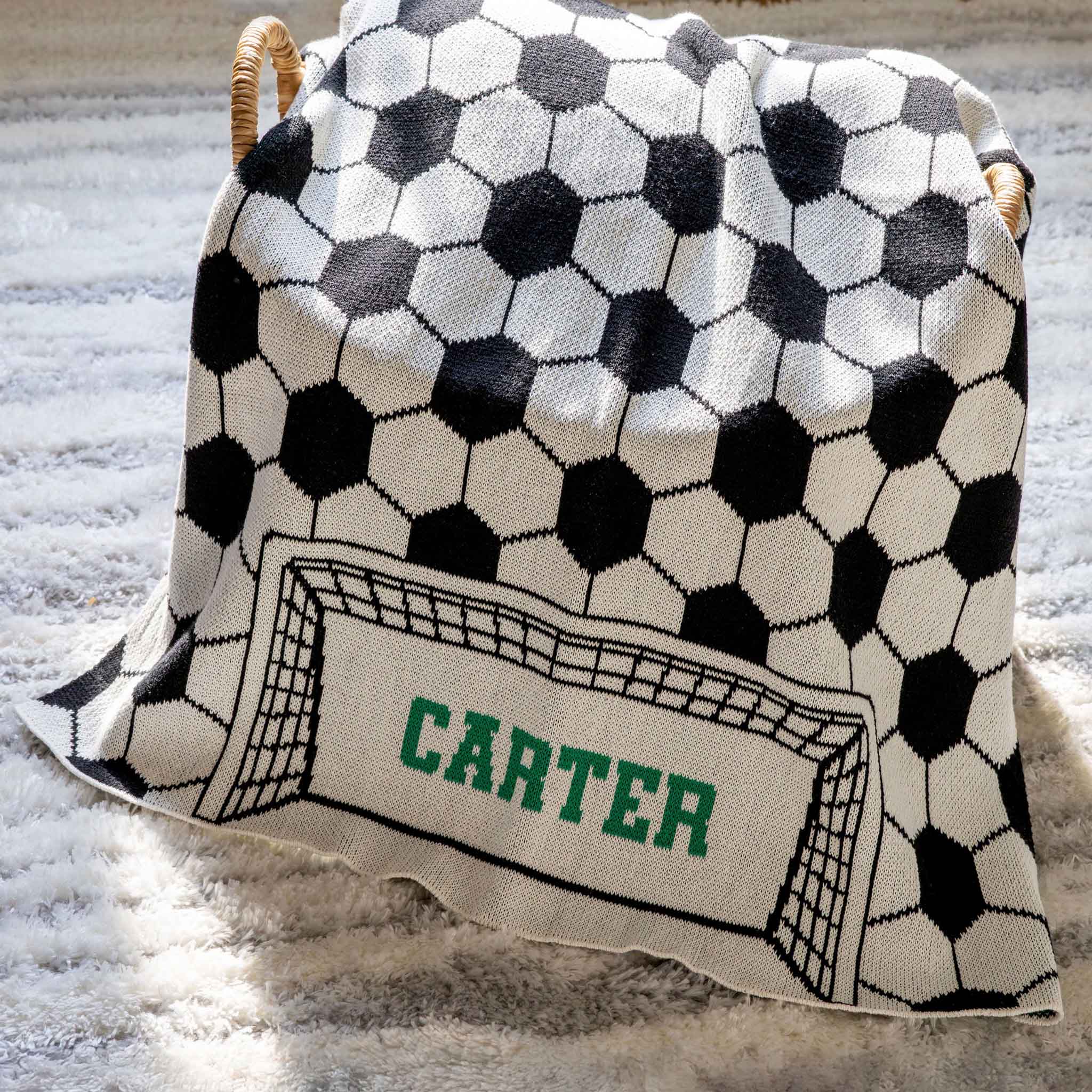 in2green Eco Baby Throws Baby Personalized Soccer Goal - Cotton Sustainable Knit Graphic | Patterned Blanket 601570195006 CTM-BSG1
