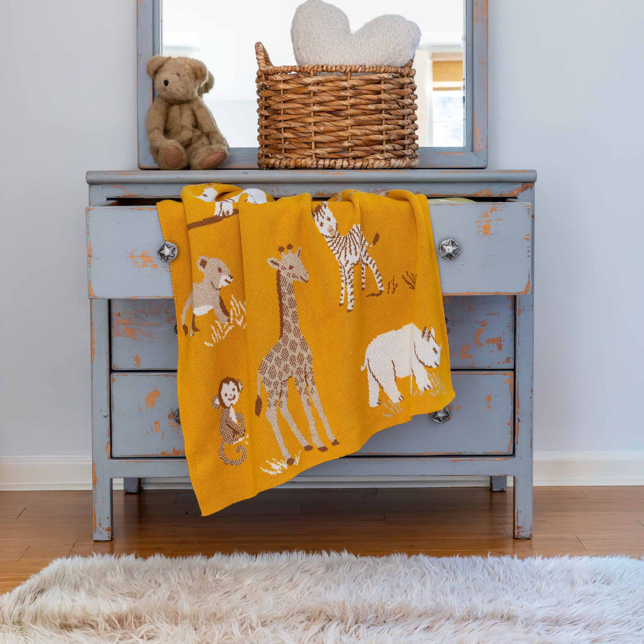 in2green Eco Baby Throws Baby Safari  - Cotton Sustainable Knit Animal Blanket 601570194993 BB02SF1