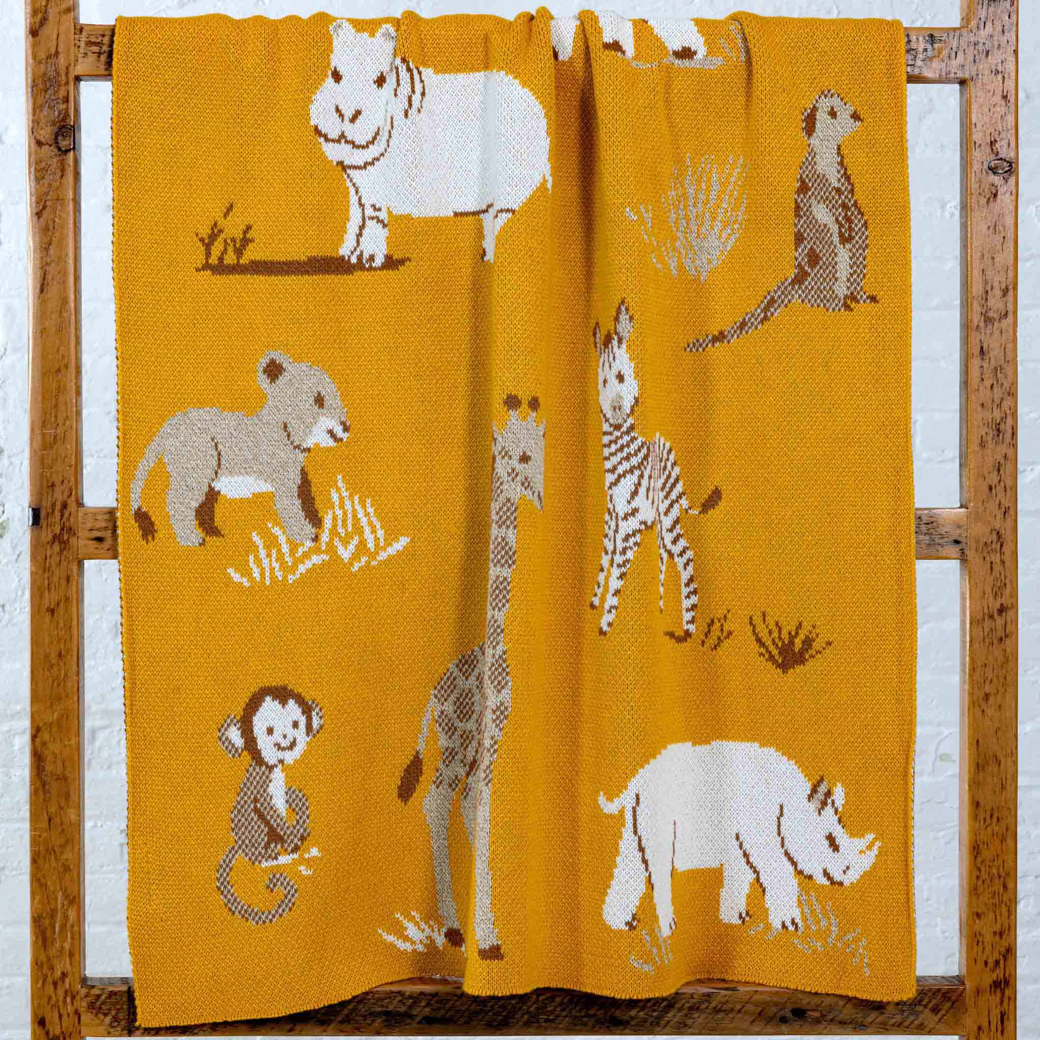 in2green Eco Baby Throws Baby Safari  - Cotton Sustainable Knit Animal Blanket 601570194993 BB02SF1