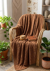 Textured Sustainable Knit Throw Blanket - Basketweave