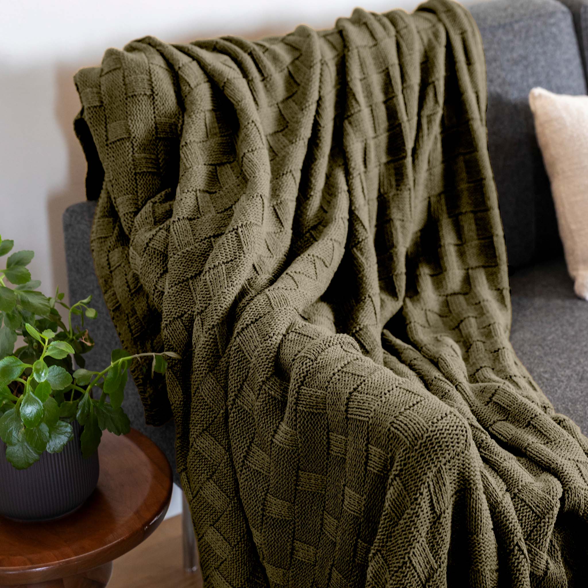 Basketweave Throw Blanket
