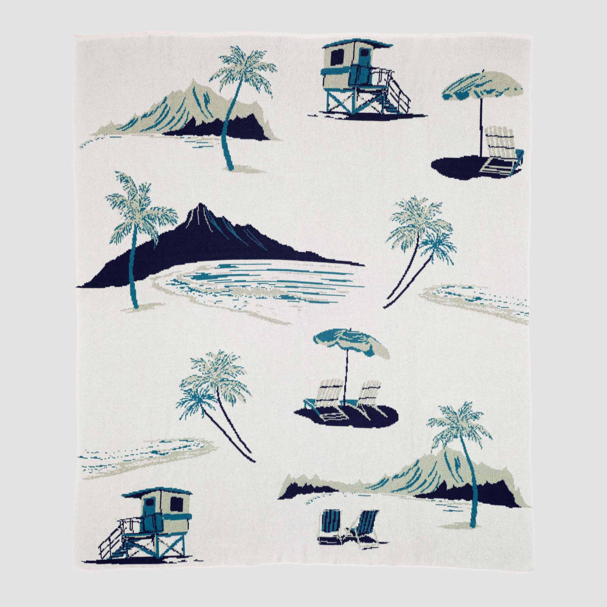 In2Green Eco Throw Cotton Sustainable Knit Throw Blanket | Coastal - Beach Toile 601570193262 BL01CBT1