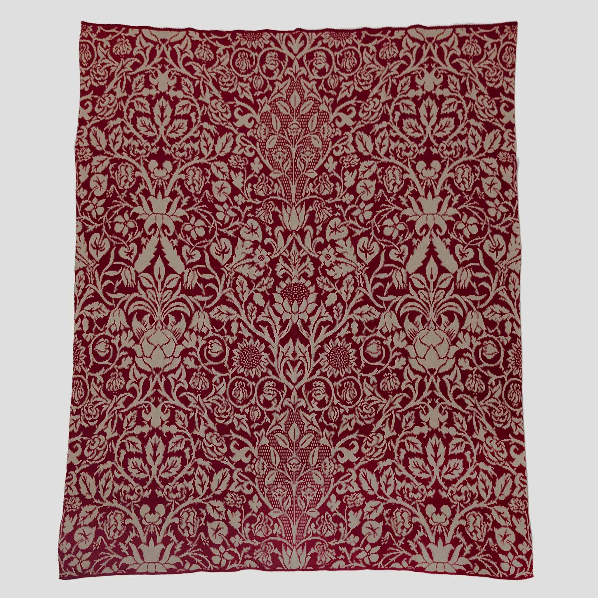 Cotton Sustainable Knit Throw | Winter Holiday Gift - Blossoms by William Morris