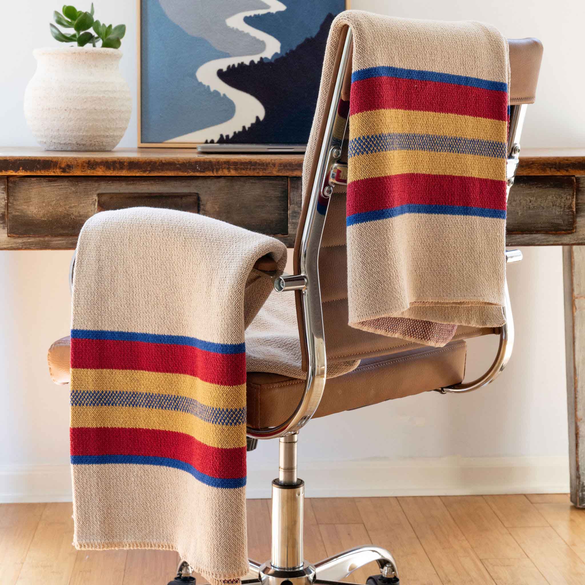 in2green Eco Throw Camp Stripe - Cotton Sustainable Knit Throw Blanket Fall Rustic Gift