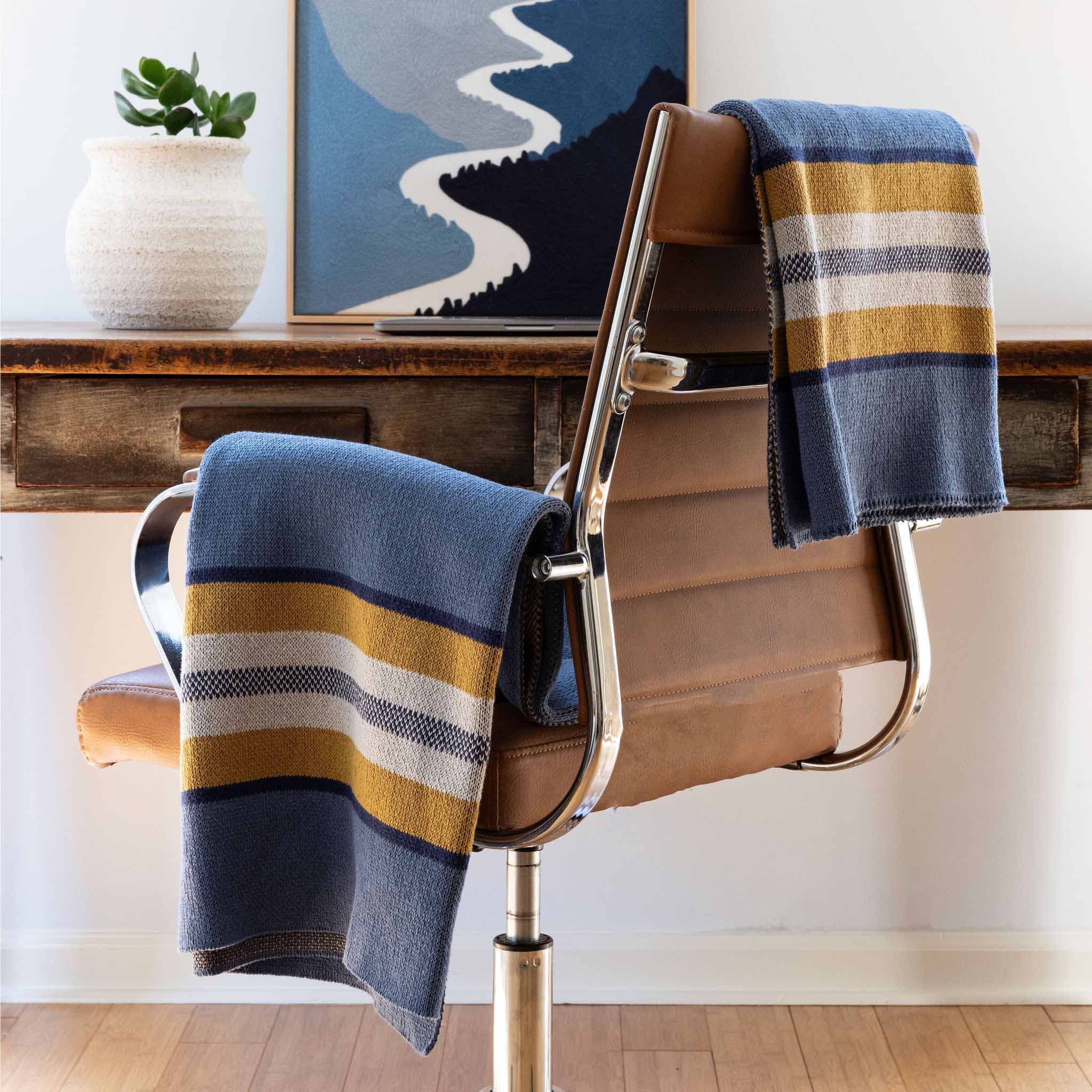 in2green Eco Throw Camp Stripe - Cotton Sustainable Knit Throw Blanket Fall Rustic Gift
