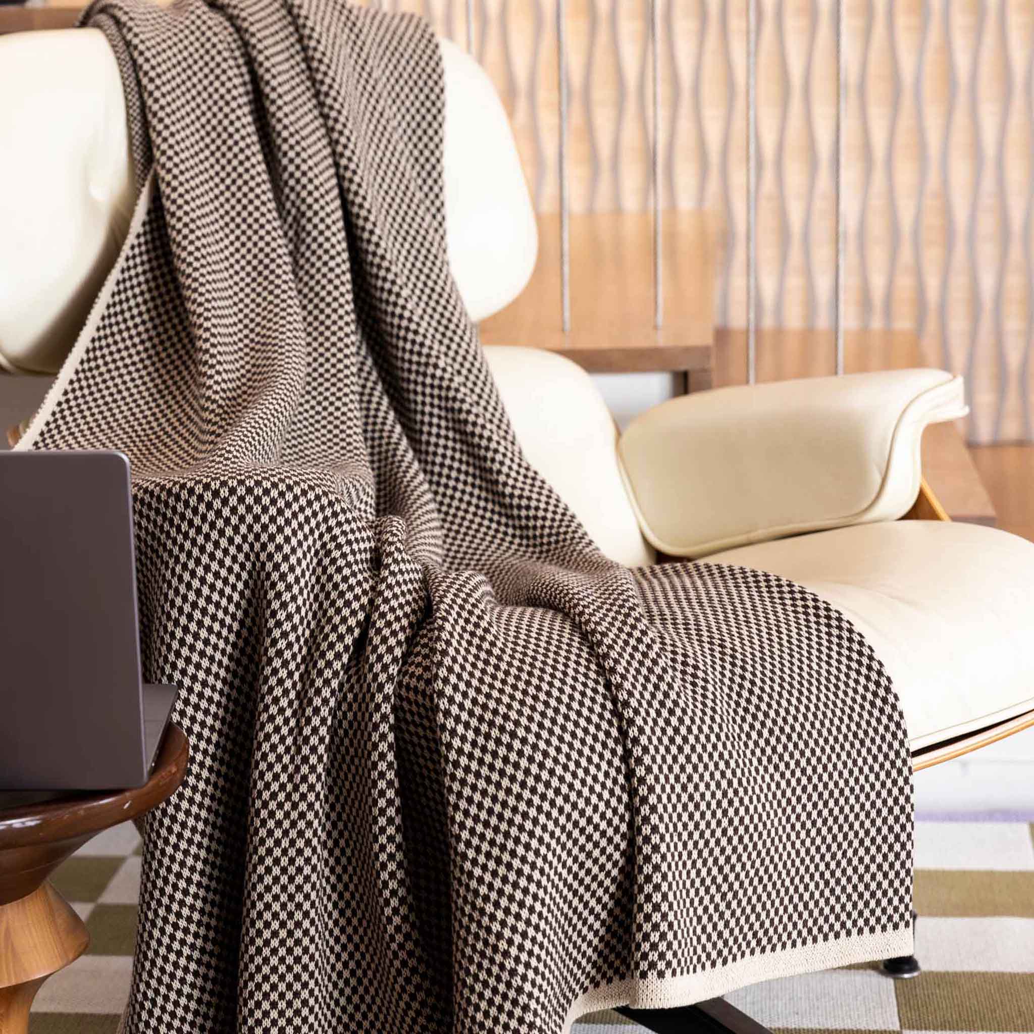 in2green Eco Throw Checkerboard - Cotton Sustainable Knit Geometric Throw Blanket