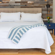 Cotton Sustainable Knit Throw Blanket - Coastal Stripes