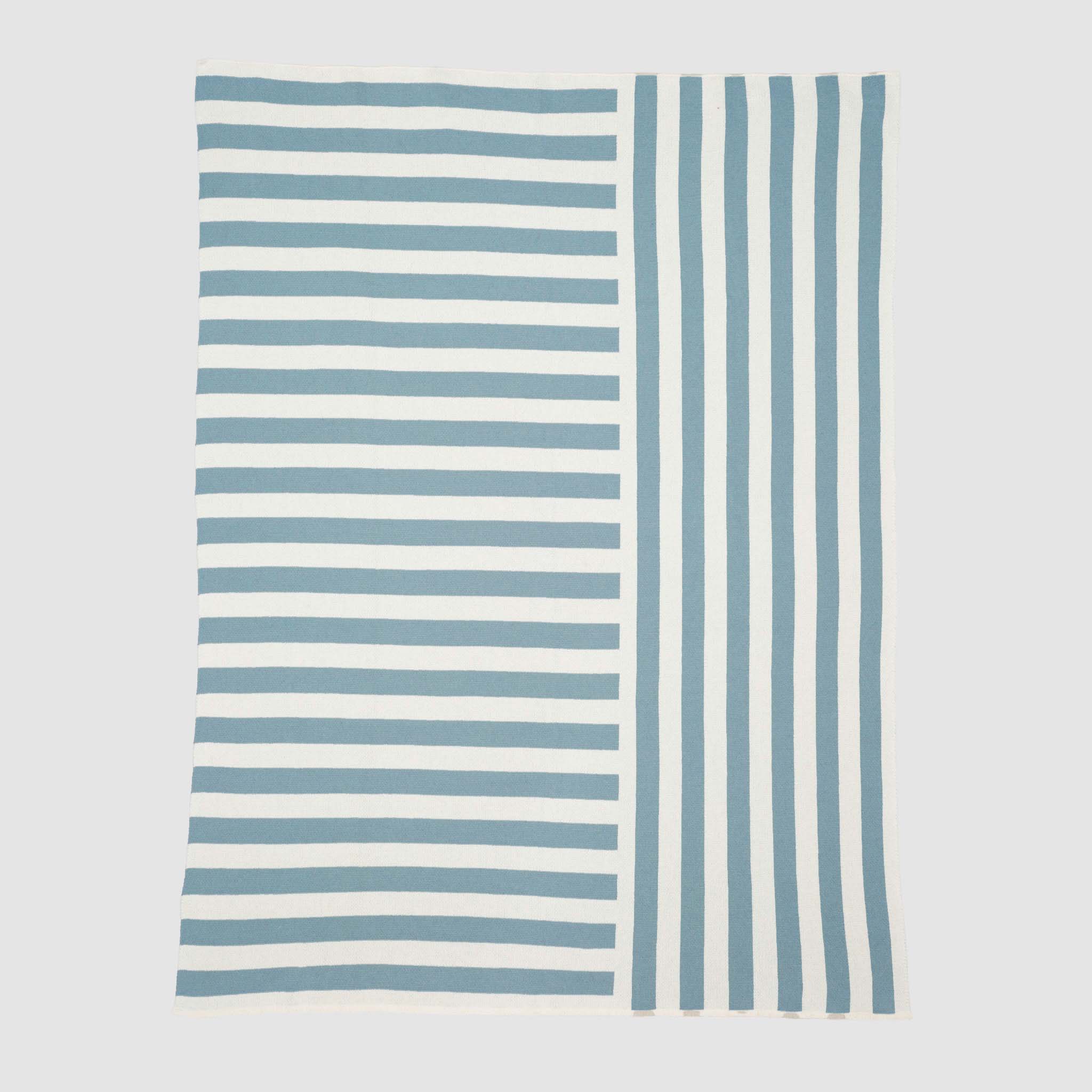Cotton Sustainable Knit Throw Blanket - Coastal Stripes