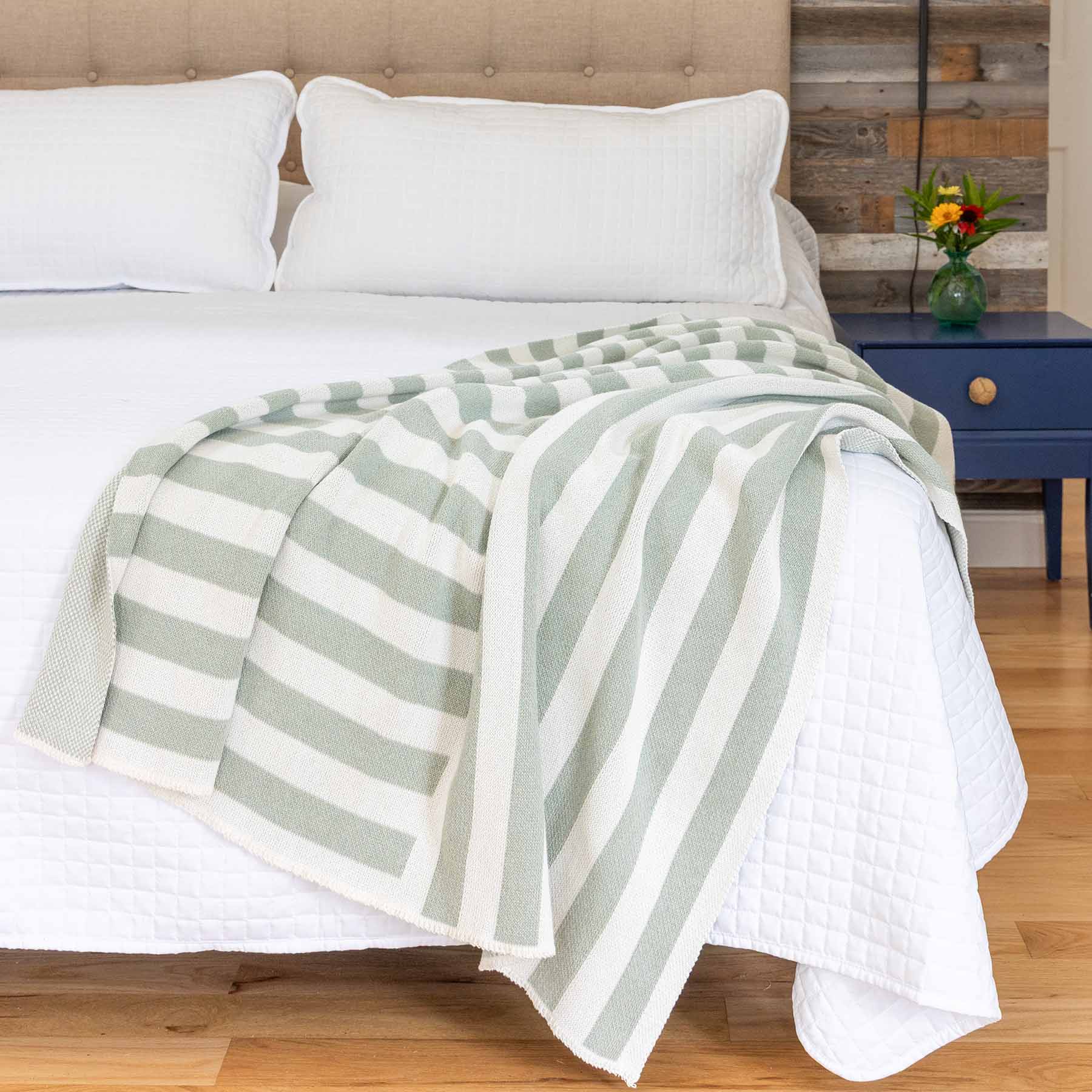 In2Green Swatch Custom Logo Blanket: Personalized Corporate Gift - Coastal Stripe Pattern