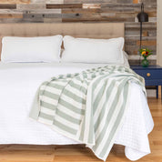 Cotton Sustainable Knit Throw Blanket - Coastal Stripes