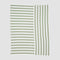 The Coastal Stripes Throw Blanket features horizontal green and white stripes on the left and vertical green and white stripes on the right, adding a seaside-inspired touch to your beach house or any space.