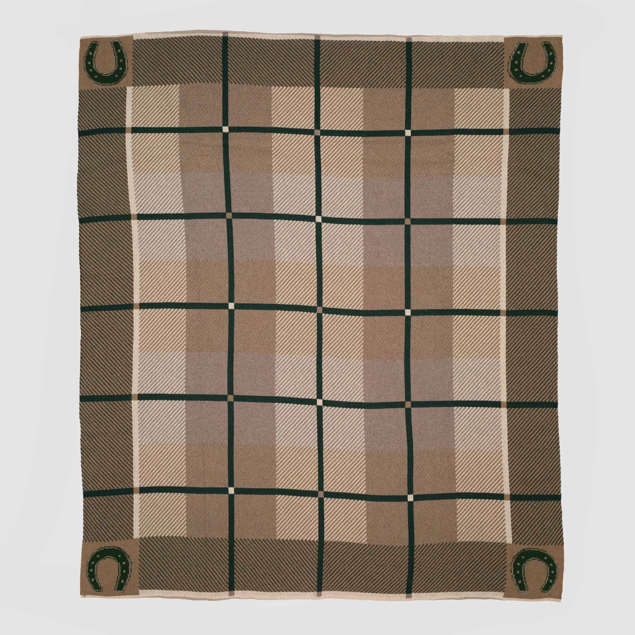 In2Green Eco Throw Cotton Sustainable Knit Stripe Throw Blanket - Equestrian Barn Plaid 601570193927 BL01EBP1