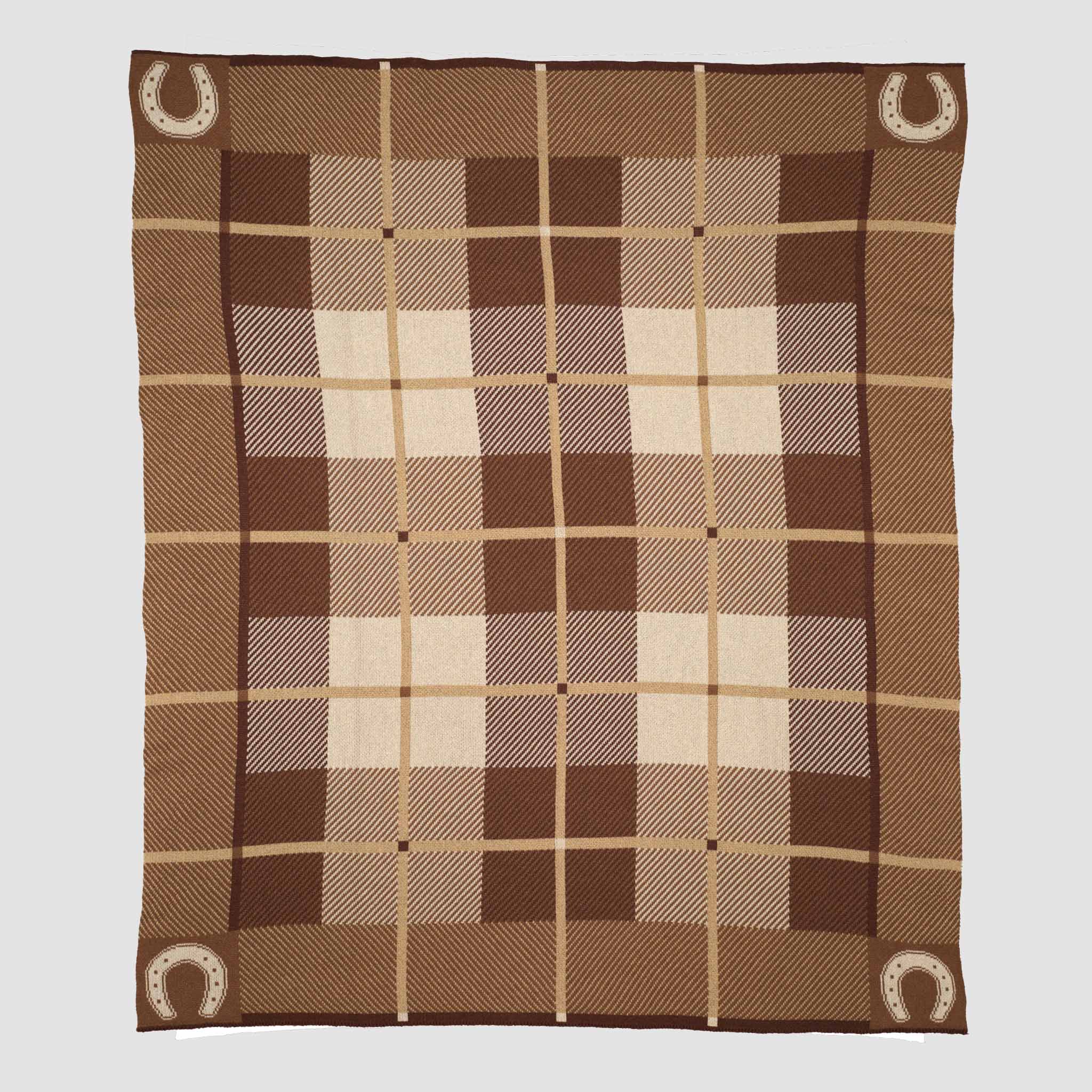 In2Green Eco Throw Cotton Sustainable Knit Stripe Throw Blanket - Equestrian Barn Plaid 601570193934 BL01EBP2