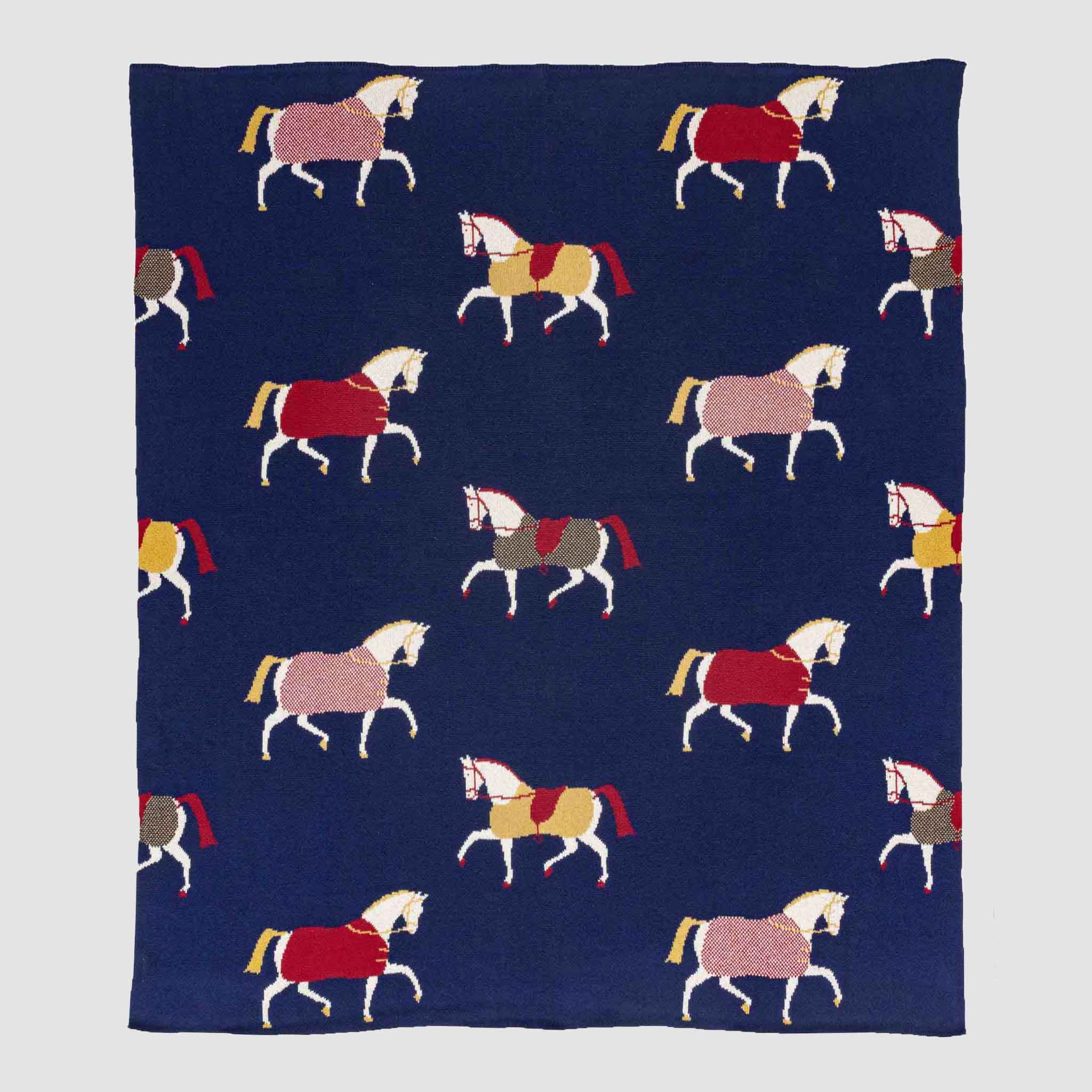in2green Eco Throw Equestrian Cavalcade - Cotton Sustainable Knit Traditional Throw Blanket 601570195105 BL01ECC1