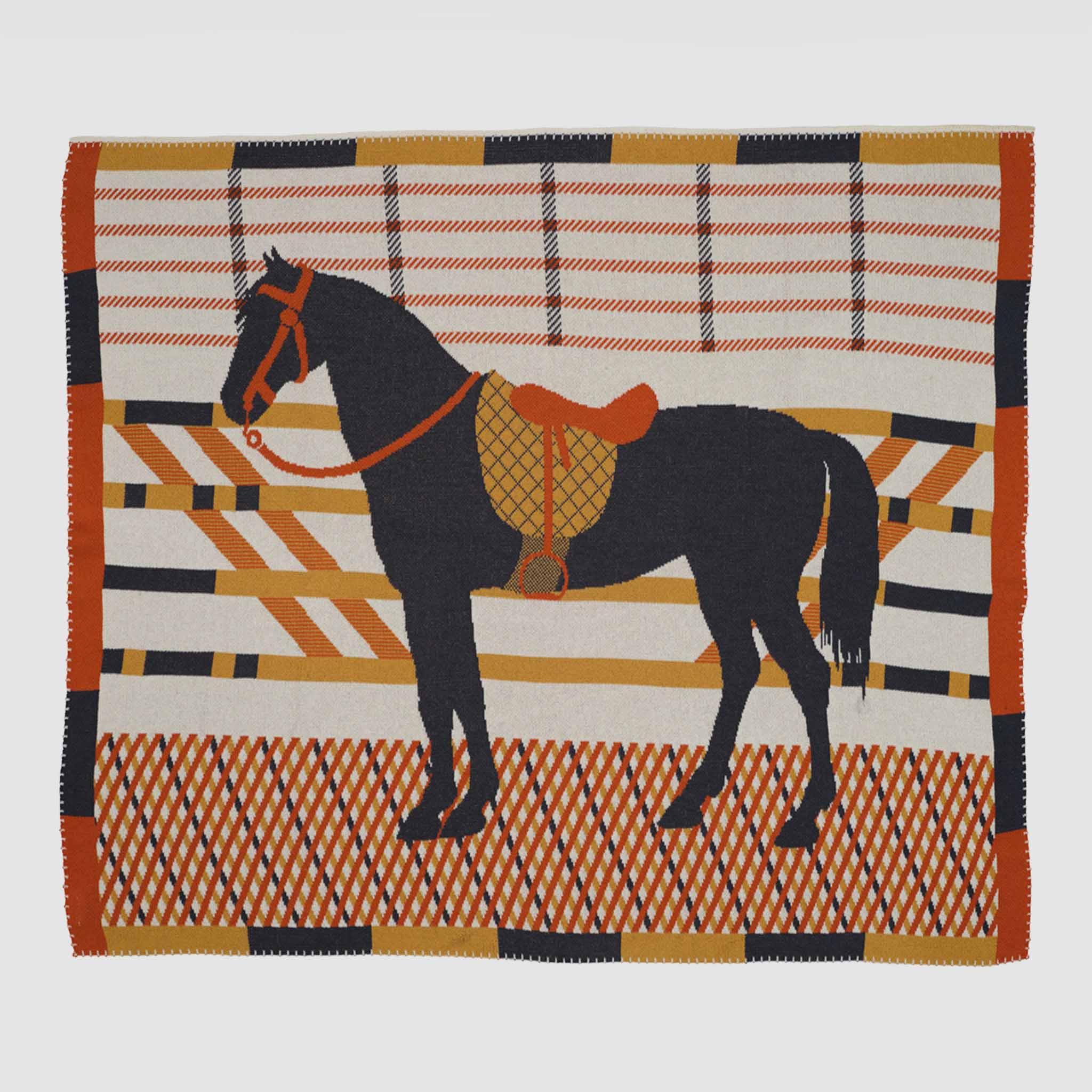 In2Green Eco Throw Cotton Sustainable Knit Patterned | Stripes Throw Blanket - Equestrian Cheval 601570193903 BL01ECH1