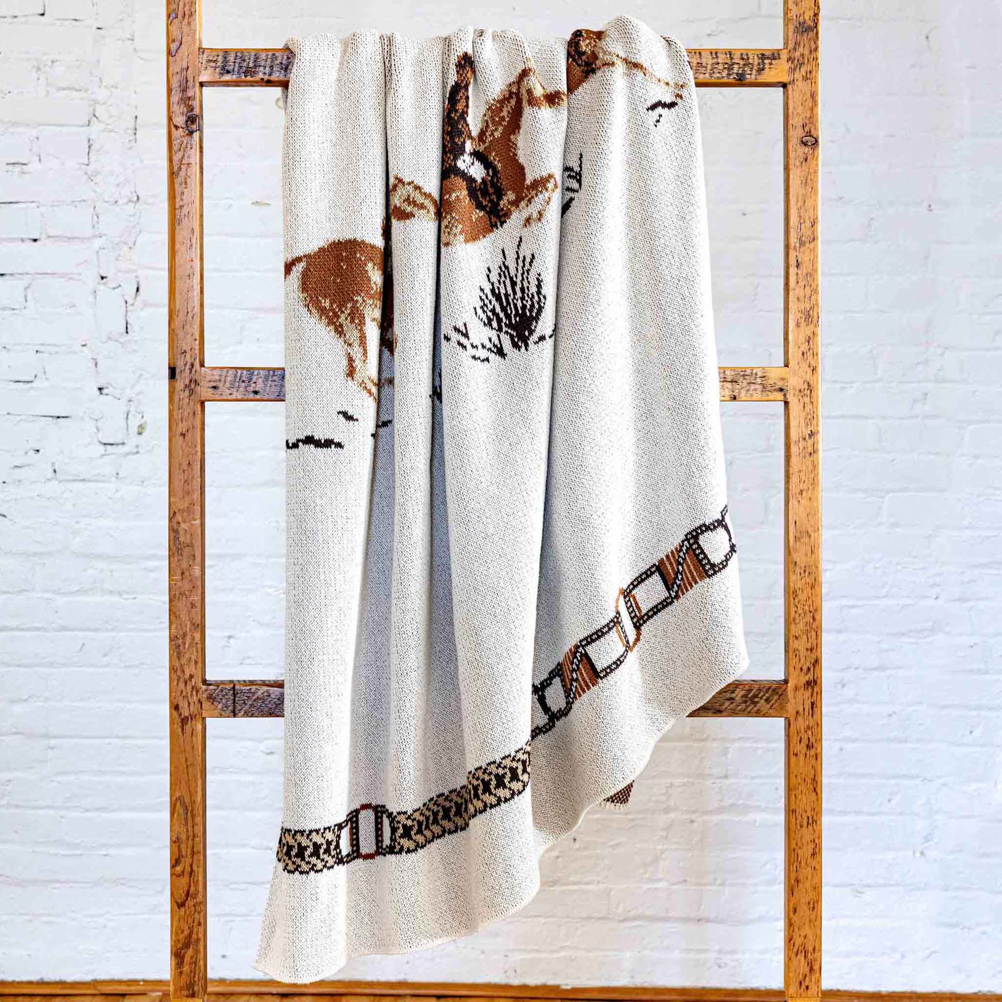 In2Green Eco Throw Equestrian Full Gallop - Cotton Sustainable Knit Traditional Throw Blanket 601570195099 BL01EFG1