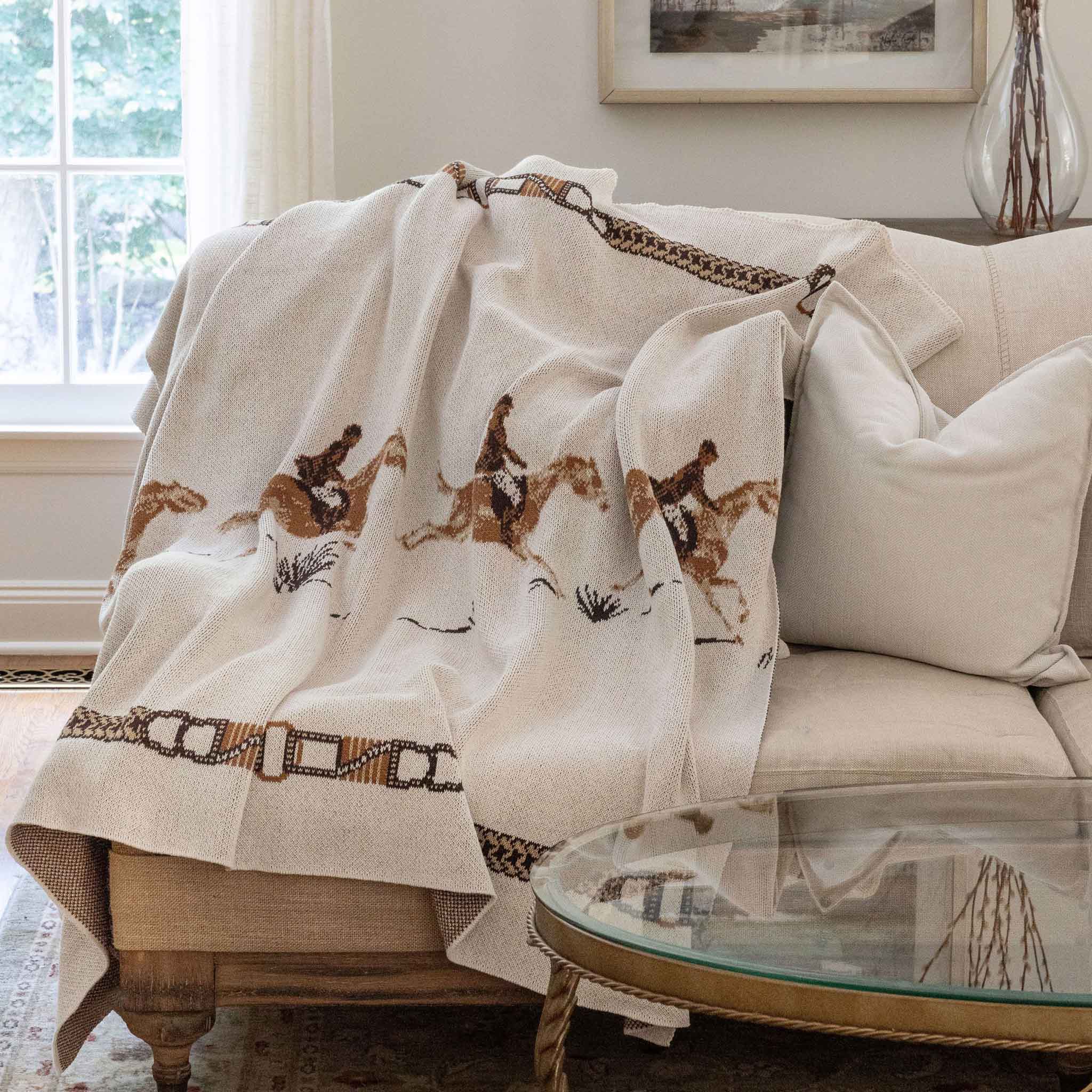 In2Green Eco Throw Equestrian Full Gallop - Cotton Sustainable Knit Traditional Throw Blanket 601570195099 BL01EFG1