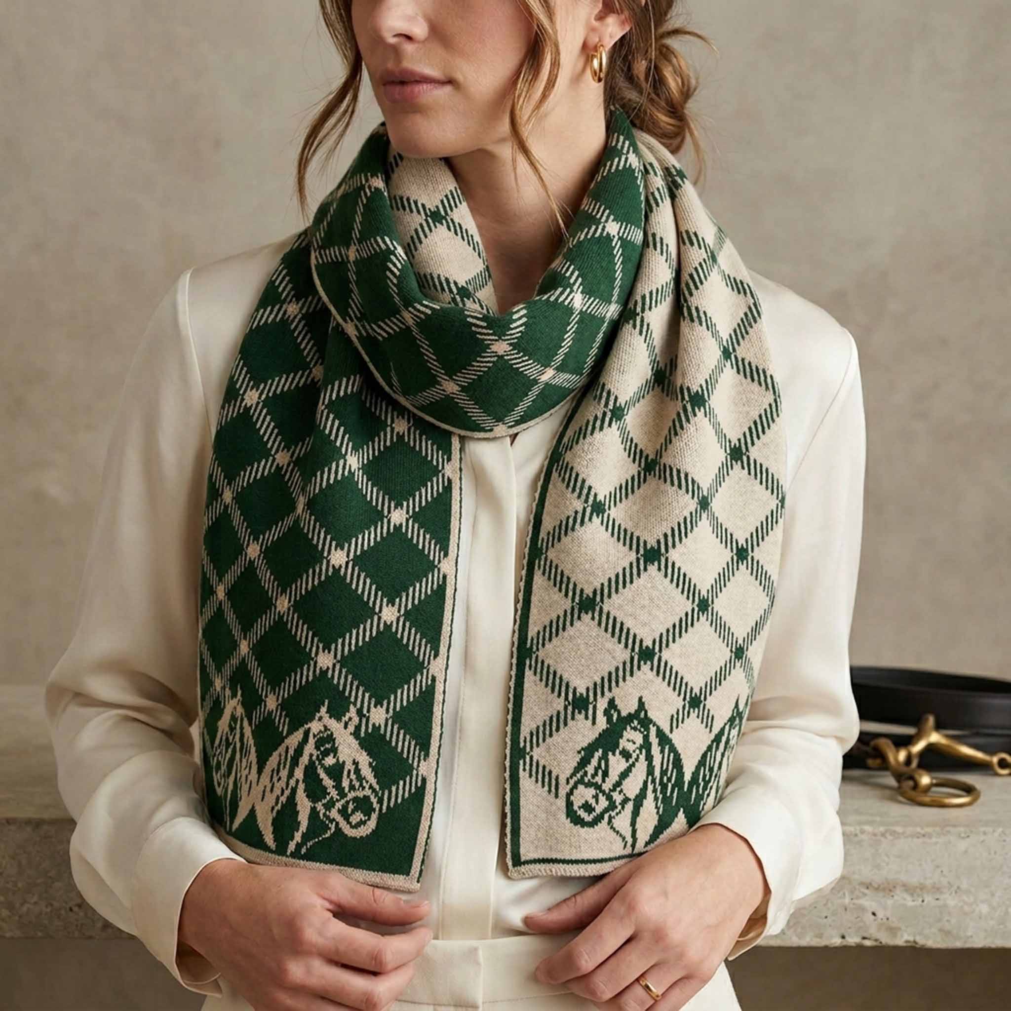 in2green Scarf Equestrian Plaid Reversible Scarf