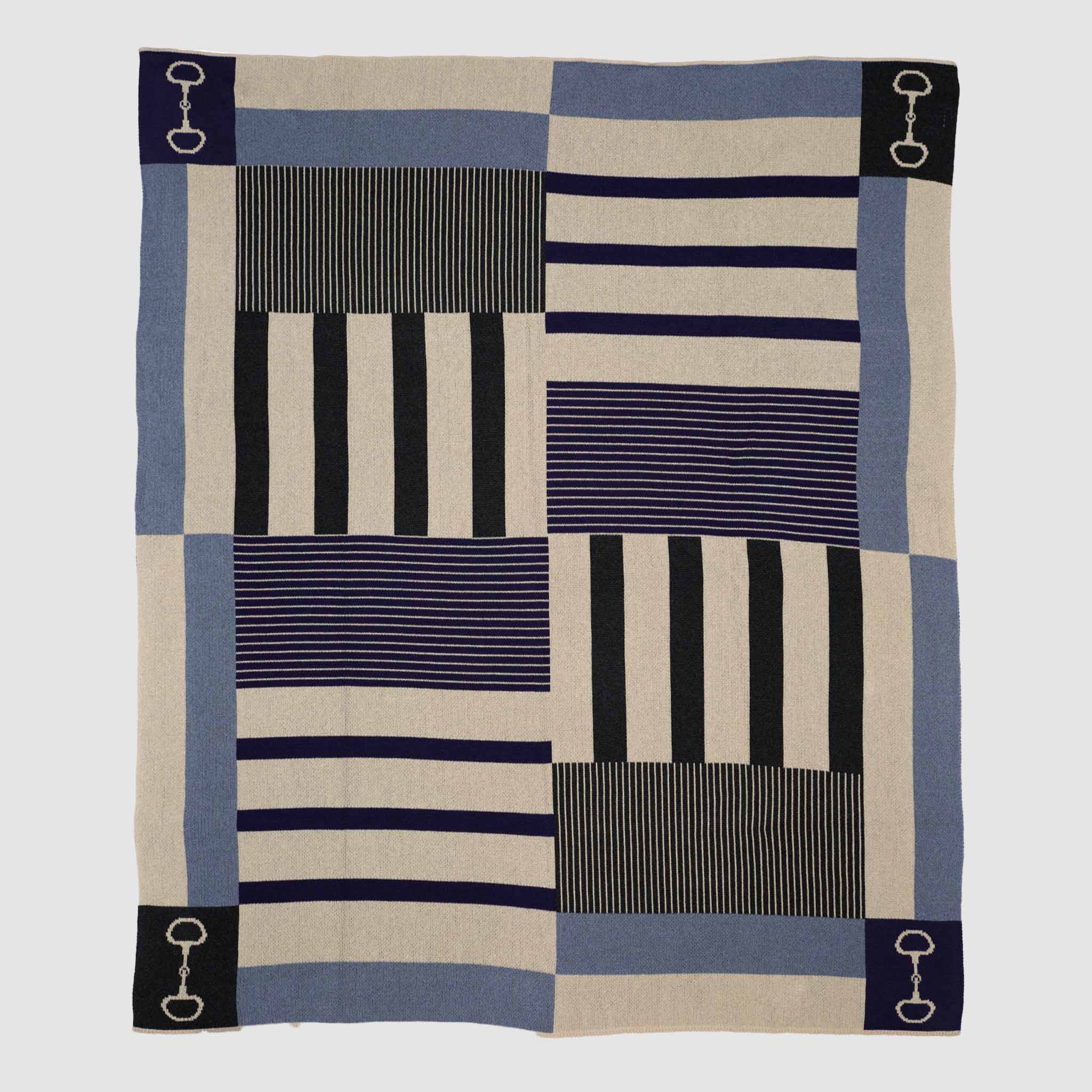 In2Green Eco Throw Cotton Sustainable Knit Plaid Throw Blanket - Equestrian Stable Stripe 601570193941 BL01ESS1