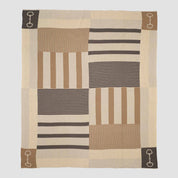 In2Green Eco Throw Cotton Sustainable Knit Plaid Throw Blanket - Equestrian Stable Stripe 601570193958 BL01ESS2
