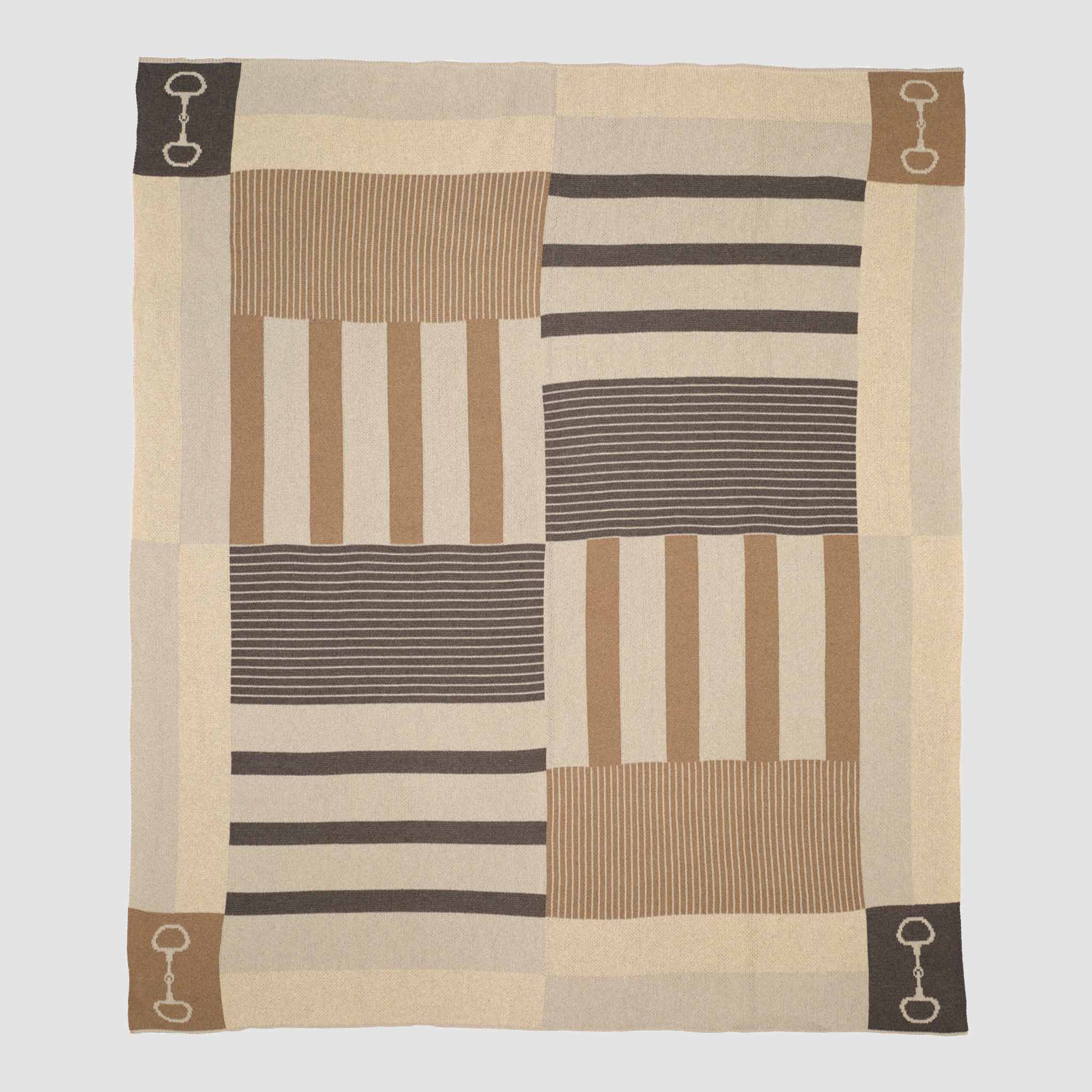 In2Green Eco Throw Cotton Sustainable Knit Plaid Throw Blanket - Equestrian Stable Stripe 601570193958 BL01ESS2