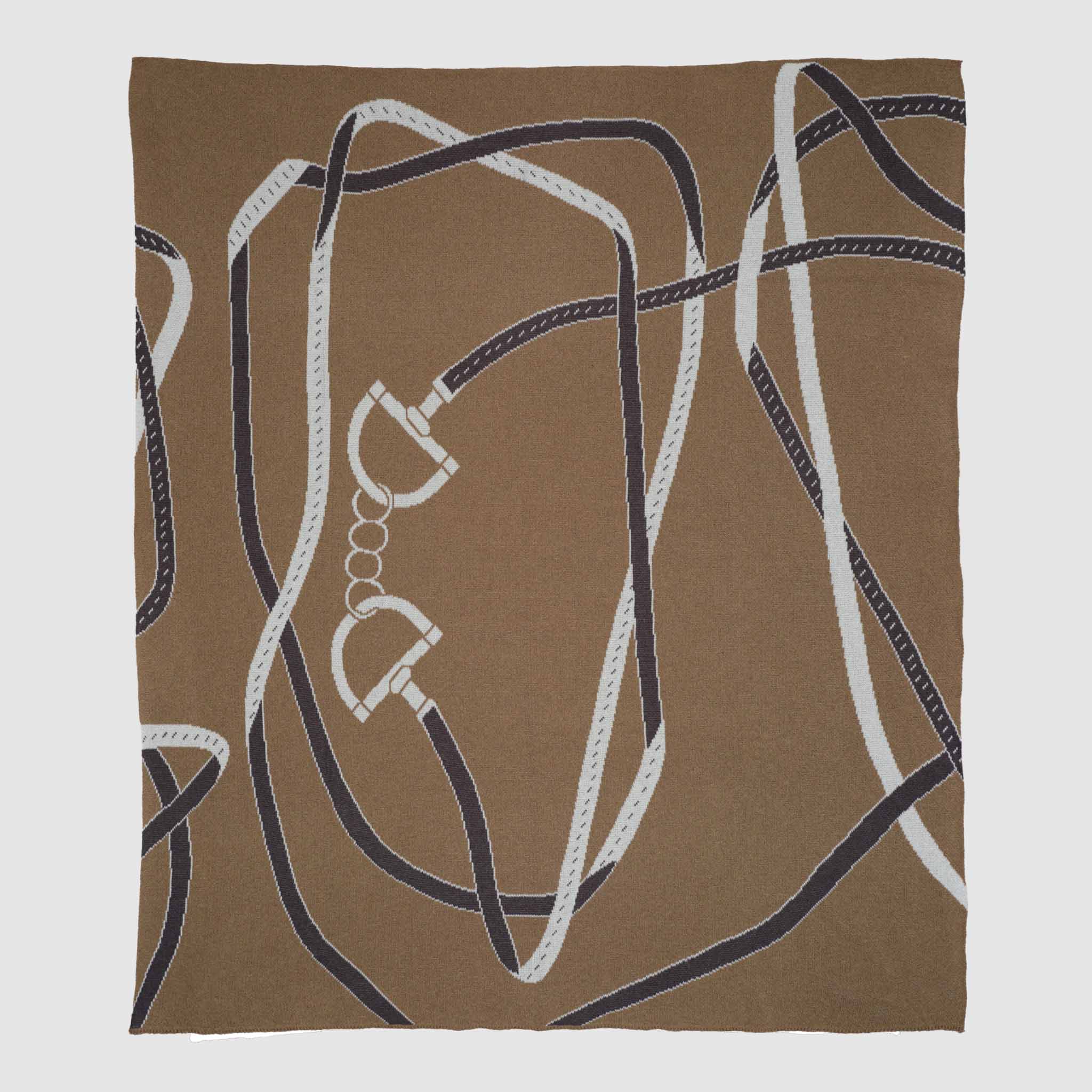 In2Green Eco Throw Cotton Sustainable Knit Patterned Throw Blanket - Equestrian Tack 601570193897 BL01ETK2