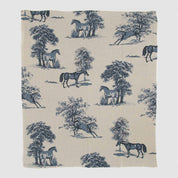 in2green Eco Throw Cotton Sustainable Knit Throw Blanket - Equestrian Toile