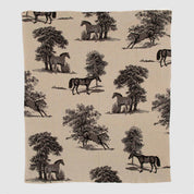 in2green Eco Throw Cotton Sustainable Knit Throw Blanket - Equestrian Toile 753275974919 BL01ET3