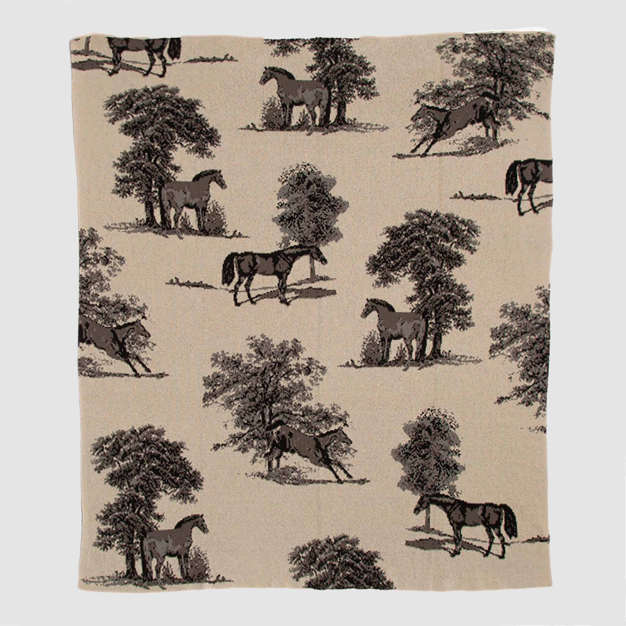 in2green Eco Throw Cotton Sustainable Knit Throw Blanket - Equestrian Toile 753275974919 BL01ET3