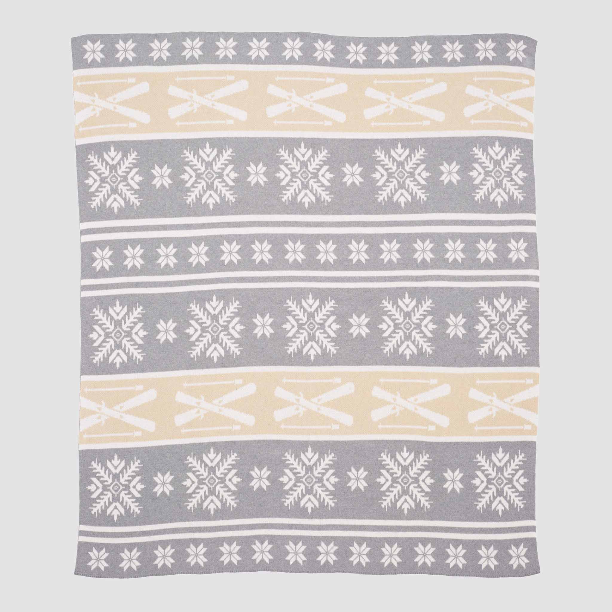 in2green Eco Throw Cotton Sustainable Knit Throw Blanket - Fair Isle with Skis 601570193576 BL01FA5