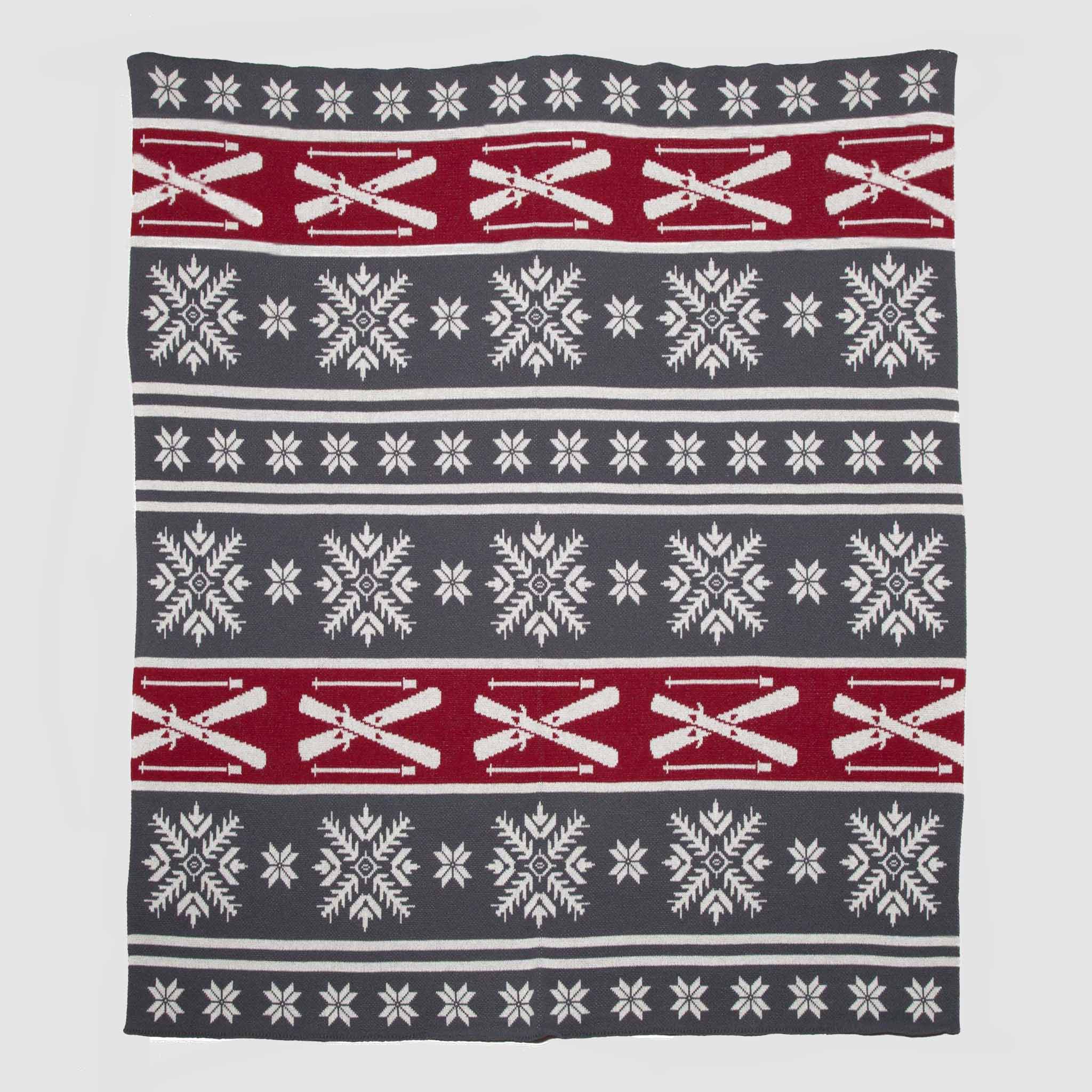 in2green Eco Throw Cotton Sustainable Knit Throw Blanket - Fair Isle with Skis 655646730691 BL01FA4