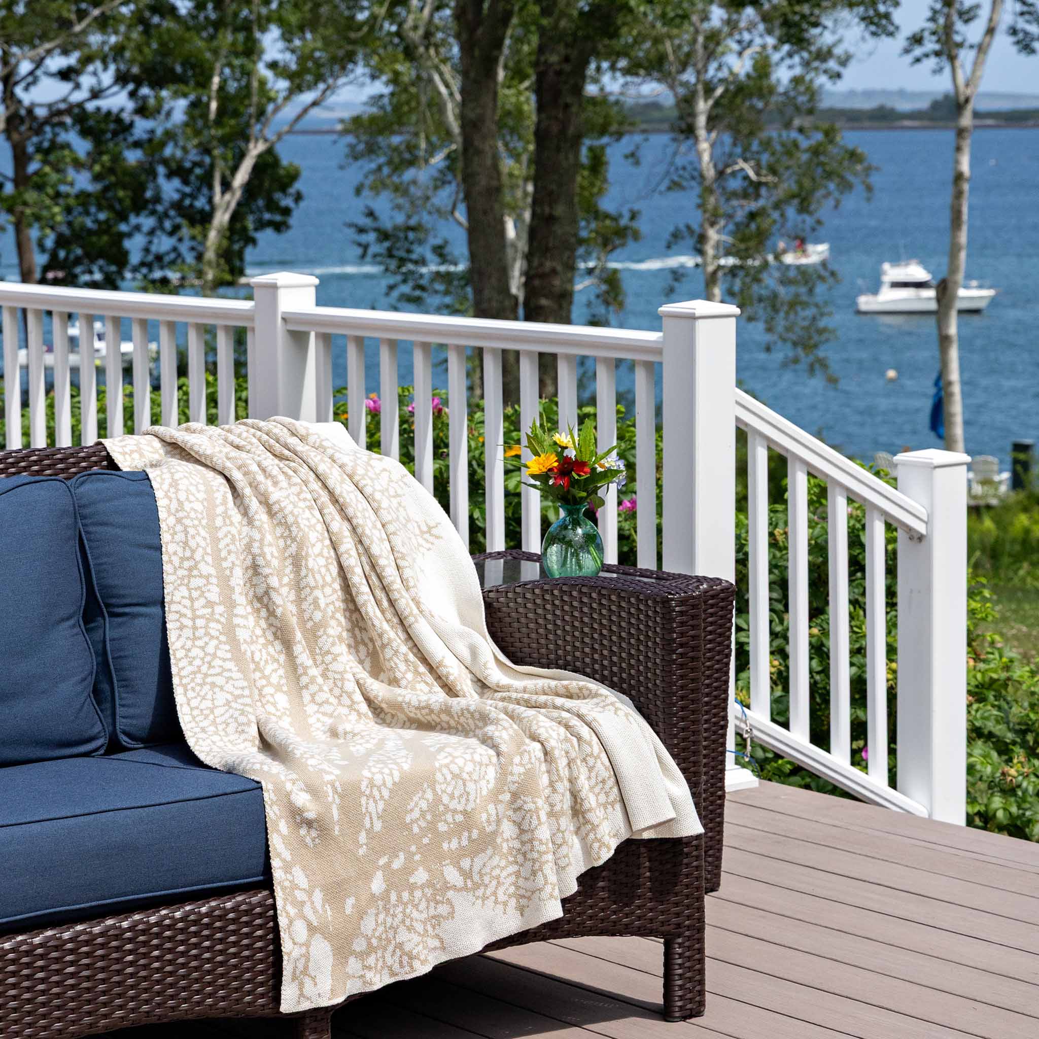 Cotton Sustainable Knit Throw Blanket | Coastal - Fan Coral