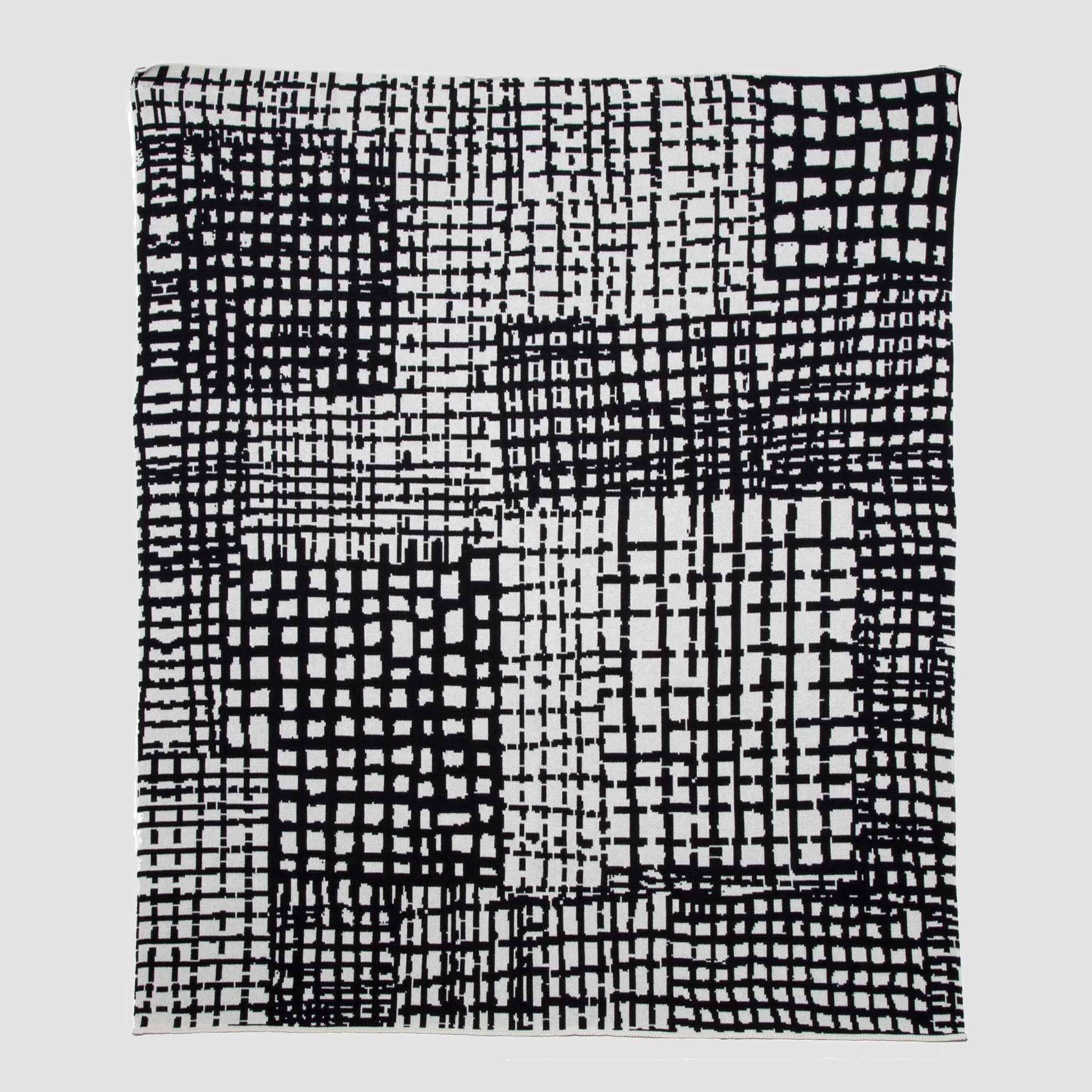 in2green Eco Throw Cotton Sustainable Knit Plaid Patchwork Throw Blanket - Hatch by Elodie Blanchard 655646738208 EB-HT-BK