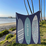 Custom Personalized Sustainable Knit Throw Blanket - Surfboards